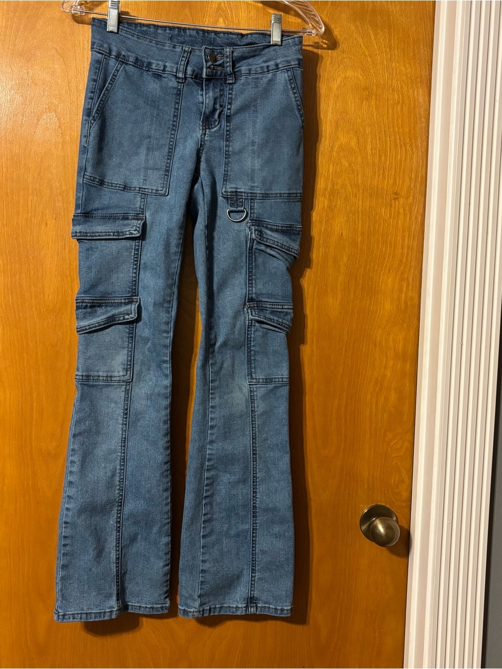 Wide-Leg Cargo Jeans in Blue